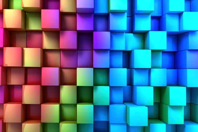 Abstract 3D Background Of Colorful Glossy Cubes