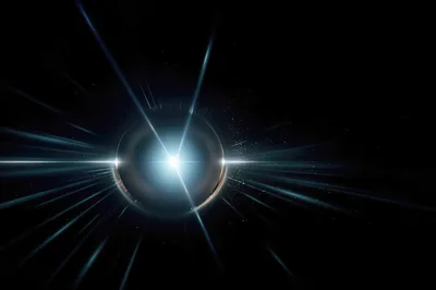Abstract Glowing Celestial Sphere With Radiant Light Flares