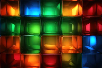 Abstract Background Of Glowing Multi Colored Glass Cubes