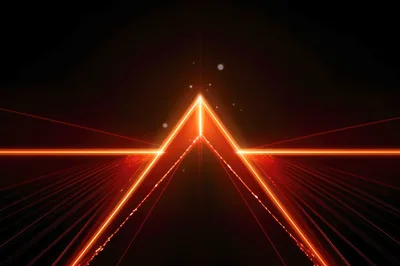 Abstract Glowing Orange Triangular Light Tunnel