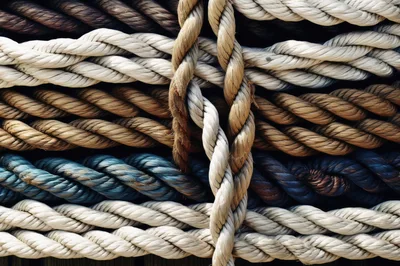 Close Up Of Interwoven Nautical Ropes