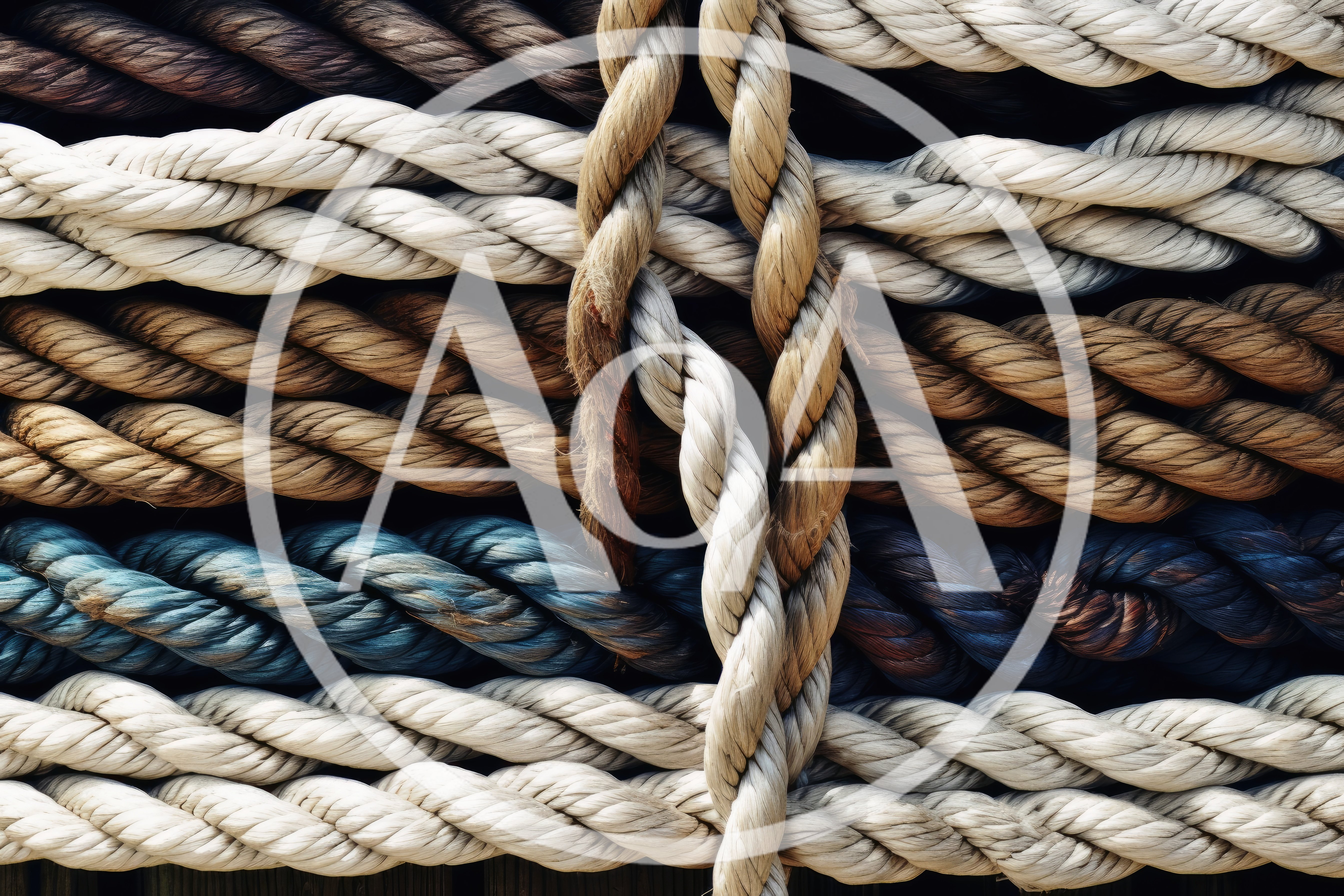 Close Up Of Interwoven Nautical Ropes
