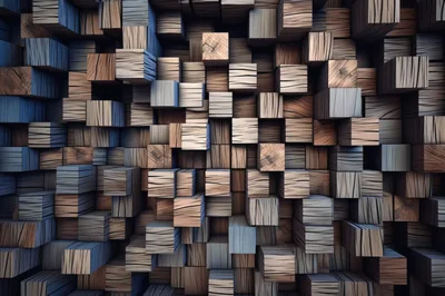 Abstract 3D Wooden Block Wall Texture