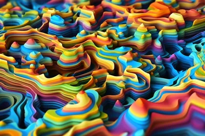 Abstract Multicolored 3D Topographic Terrain Layers