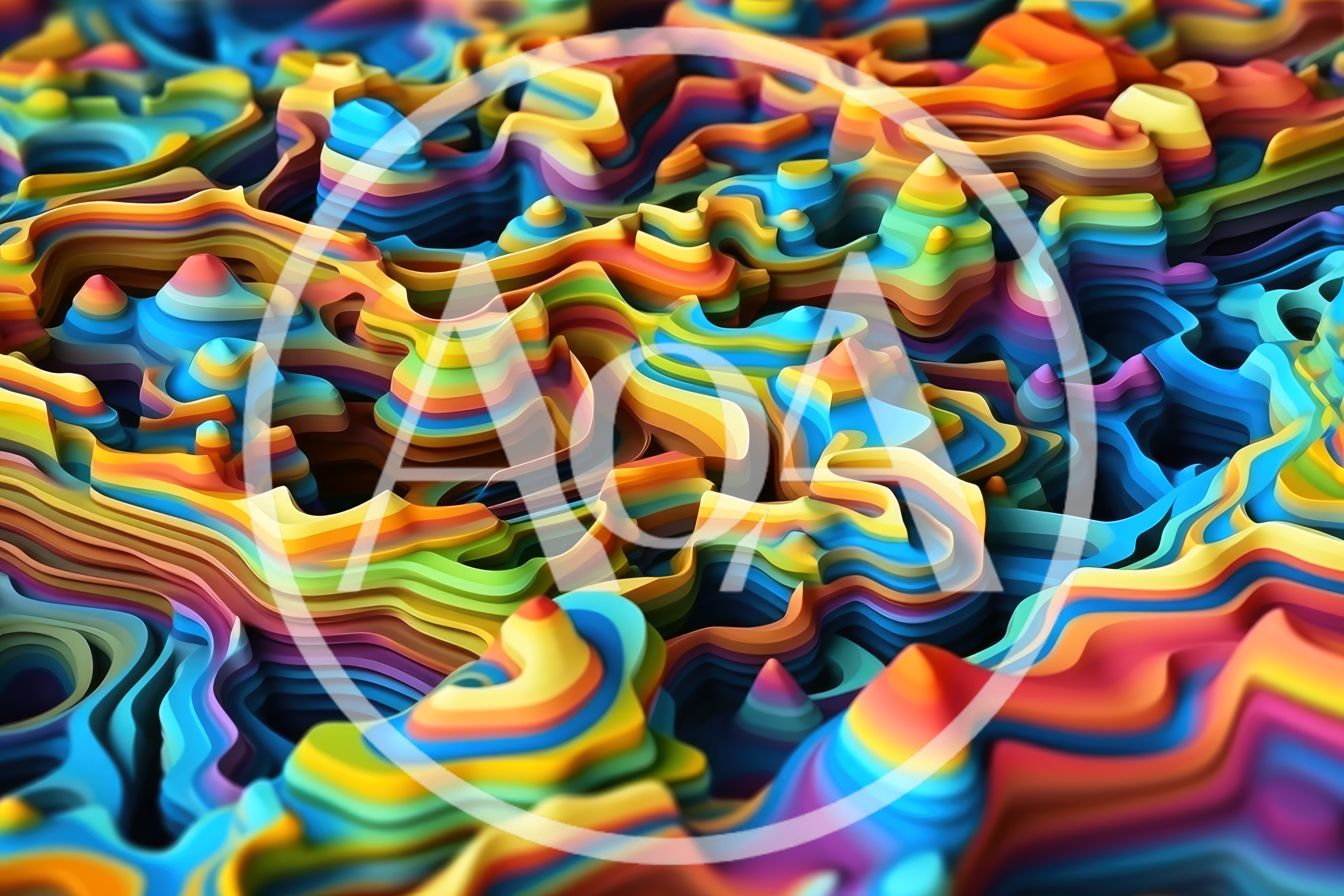 Abstract Multicolored 3D Topographic Terrain Layers