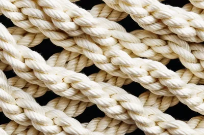 Close Up Of Interwoven White Synthetic Rope
