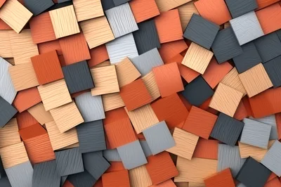 Abstract Background of Overlapping Wooden Square Tiles
