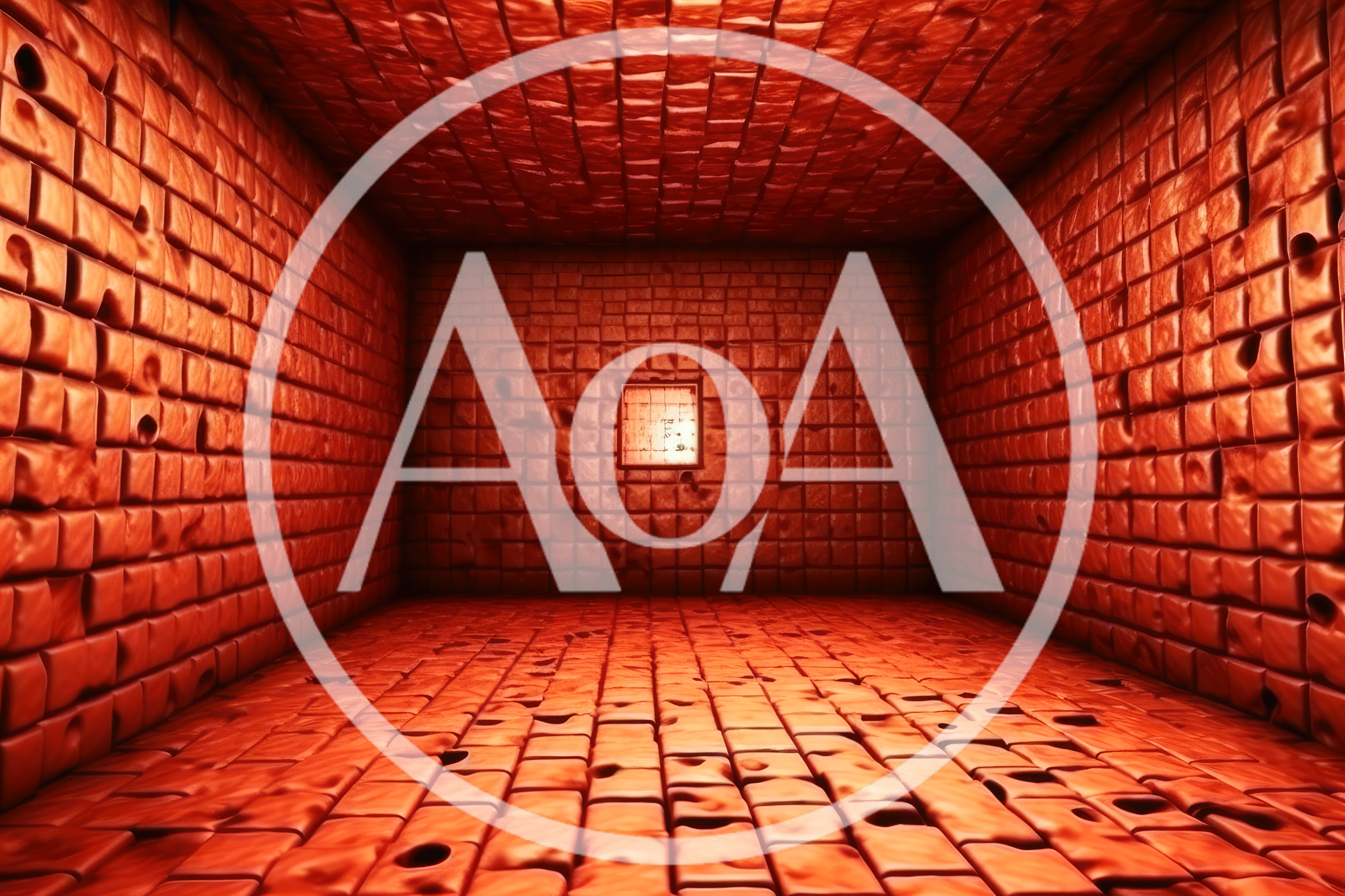 Empty Red Brick Dungeon Room With Glowing Window