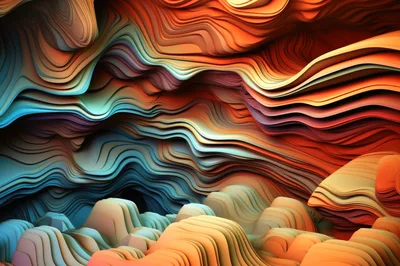 Abstract 3D Layered Wavy Landscape Background