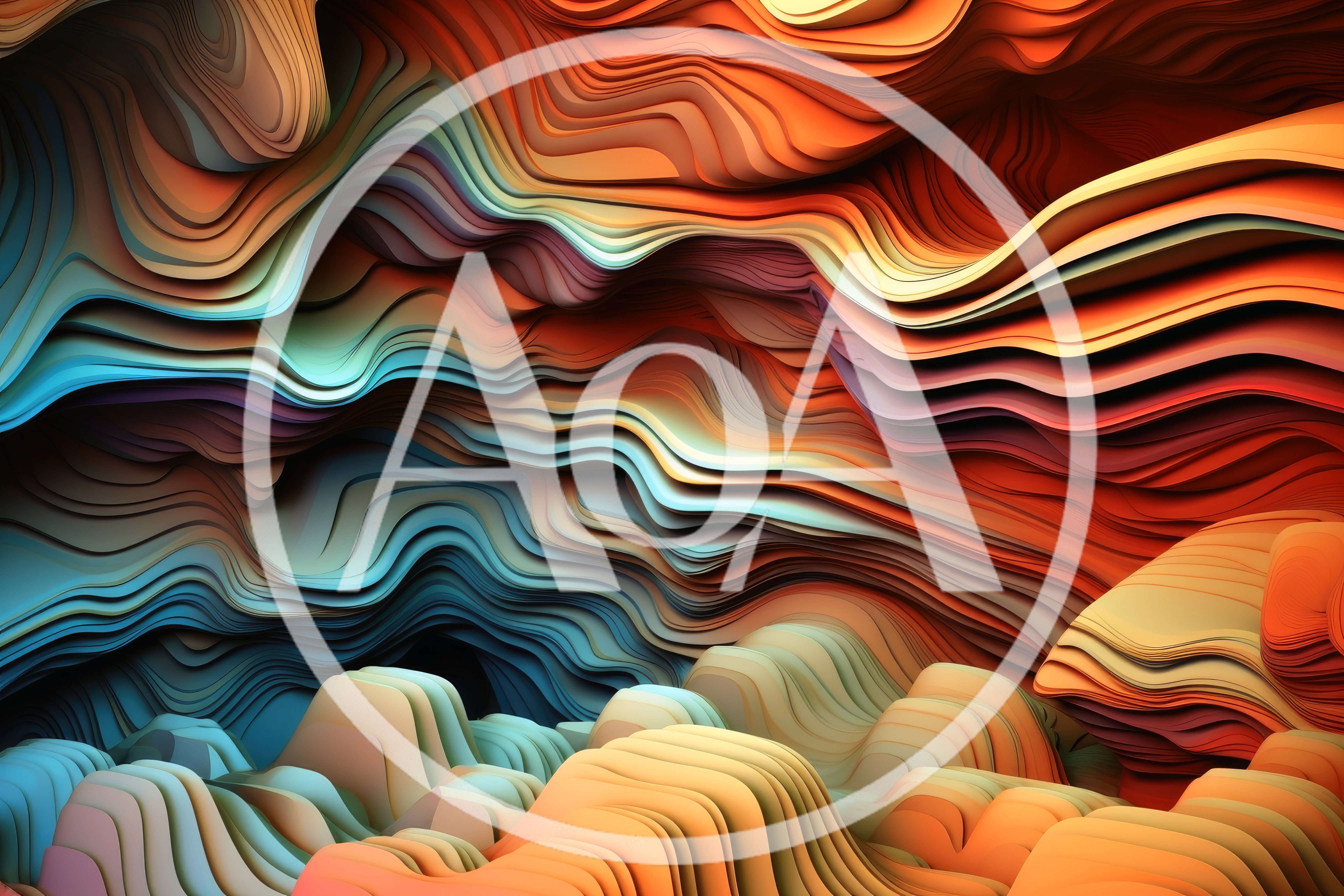 Abstract 3D Layered Wavy Landscape Background