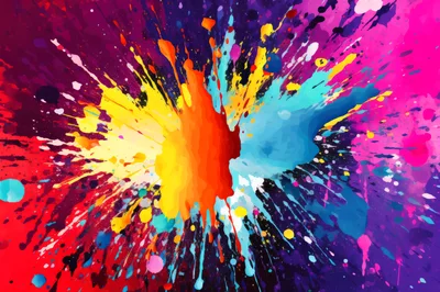 Vibrant Abstract Paint Splatter Explosion Background