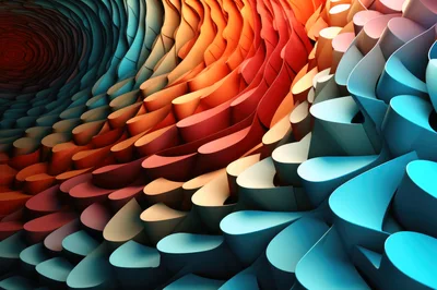Abstract 3D Wave Pattern With Gradient Colors