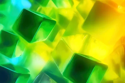Abstract 3D Render Of Glowing Translucent Cubes