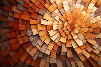 Abstract Radial Pattern Of Layered Wooden Planks