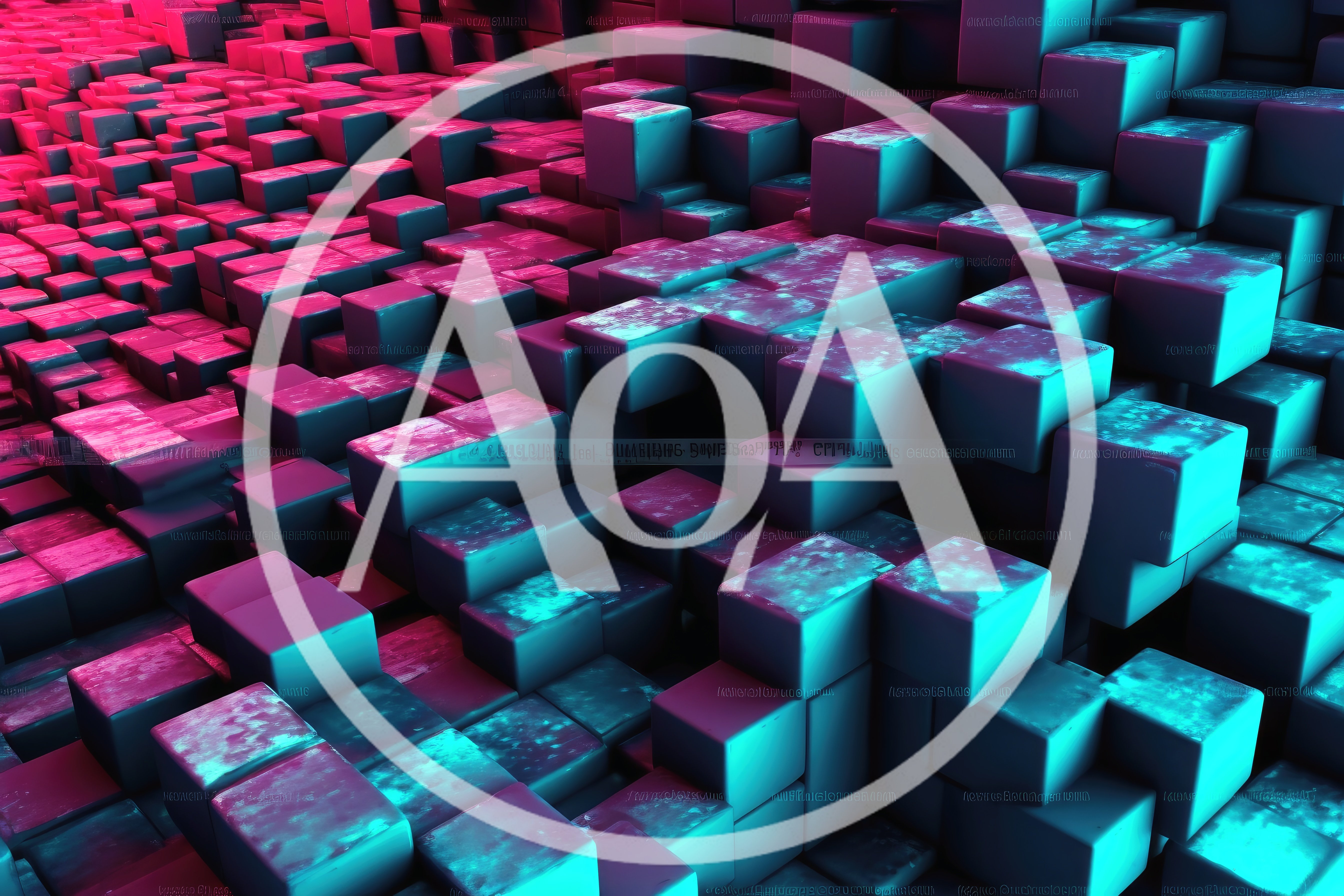 Abstract 3D Digital Cubes With Neon Lighting