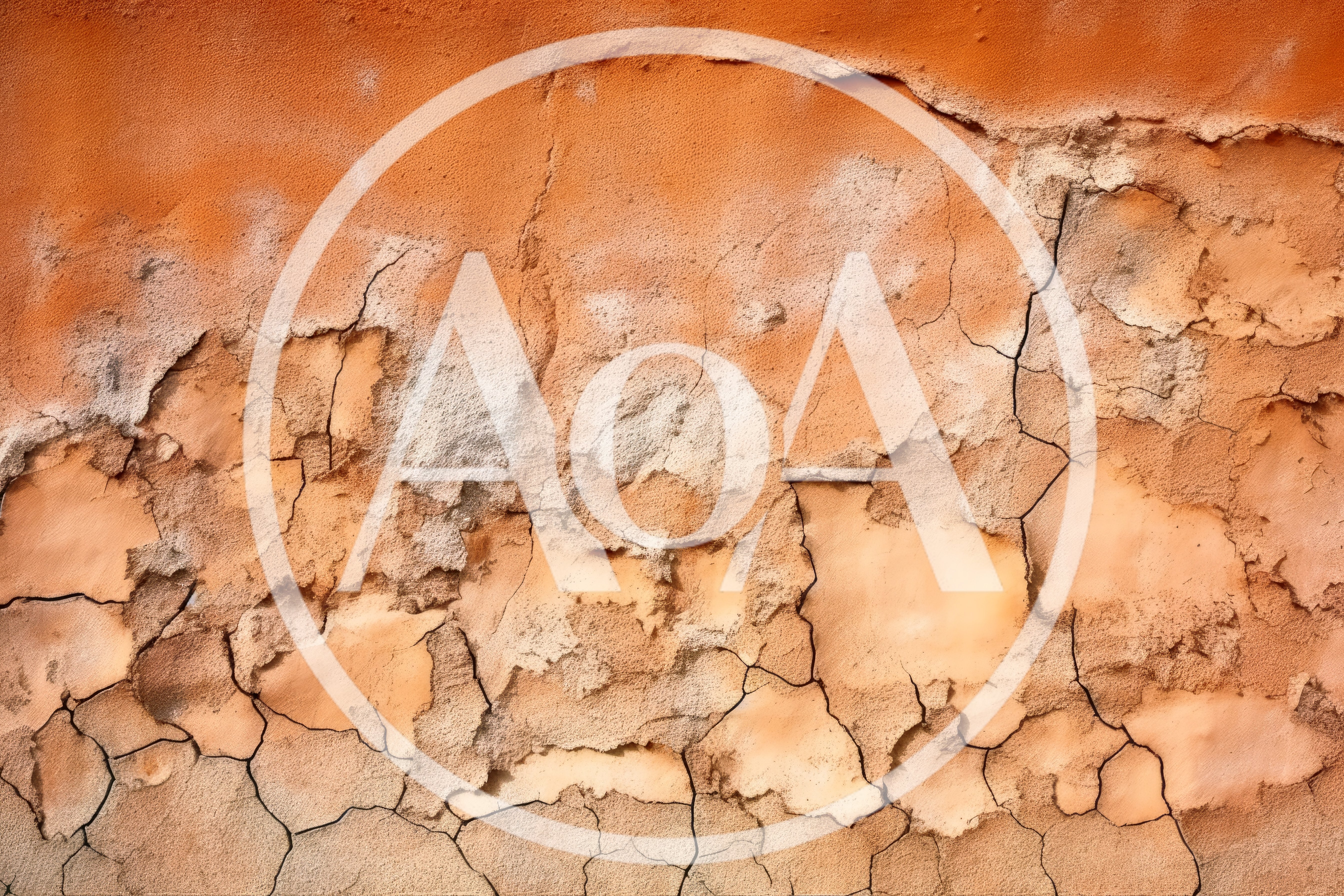 Weathered Orange Stucco Wall With Cracks And Peeling Paint