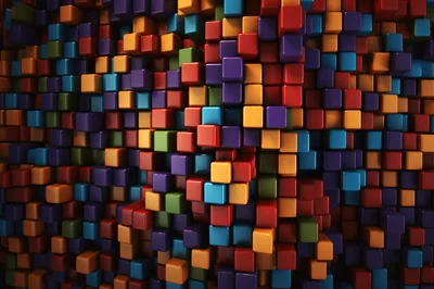 Abstract Background Of Colorful Glossy 3D Cubes