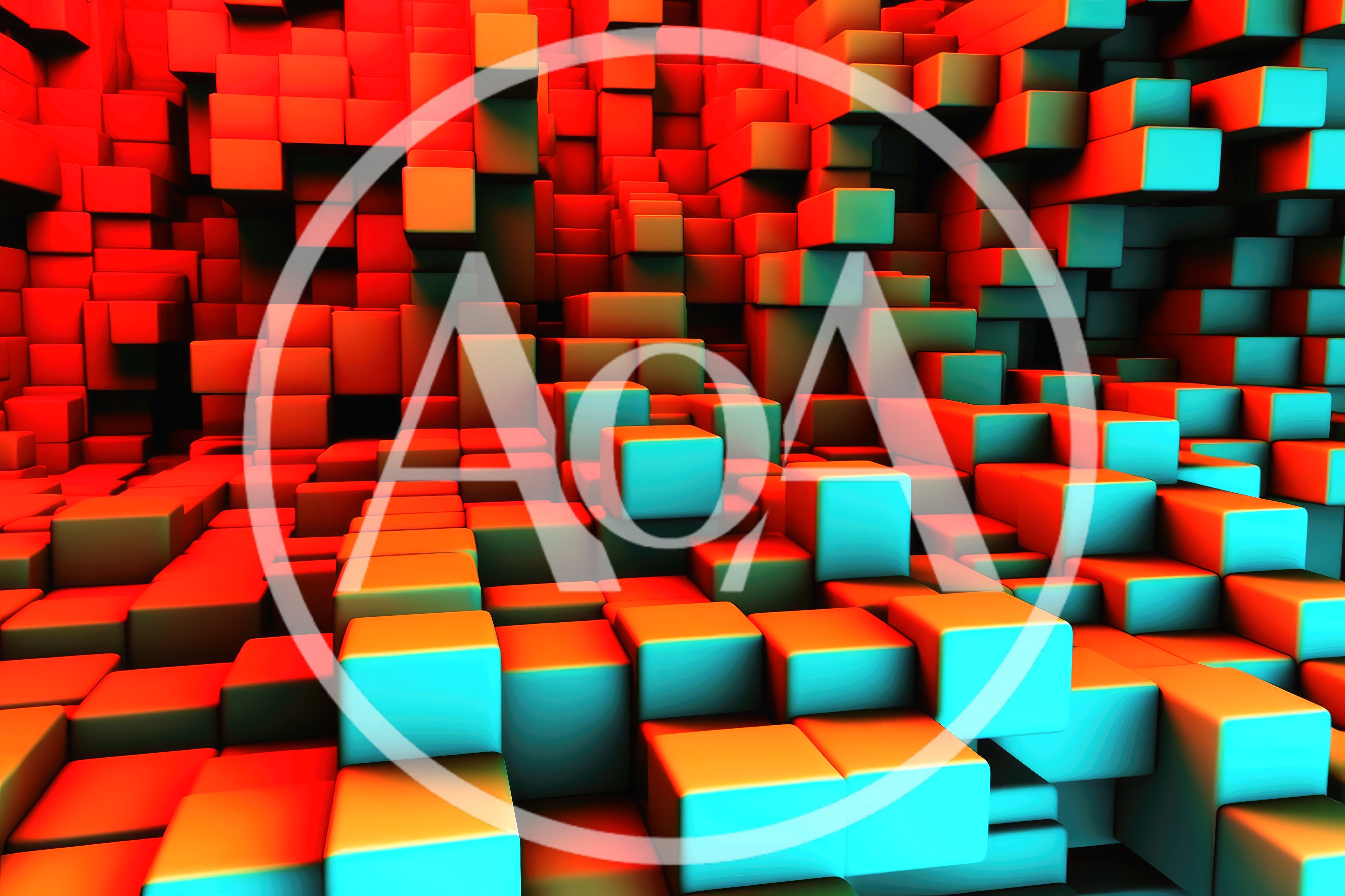 Abstract 3D Background With Glowing Red And Blue Cubes