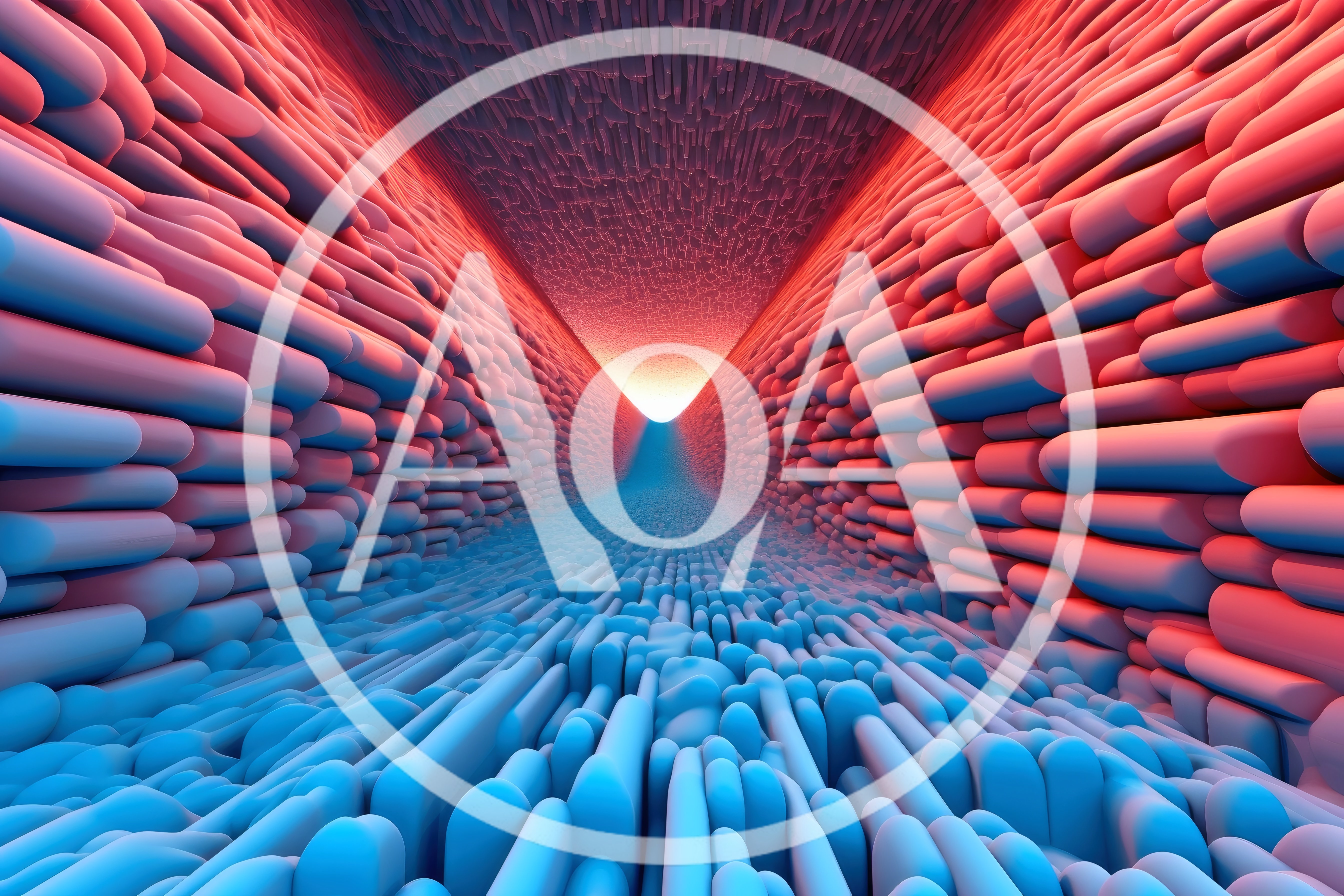 Abstract Tunnel With Glowing Red And Blue Textures