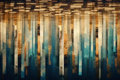 Abstract Vertical Stripes With Blue And Gold Texture