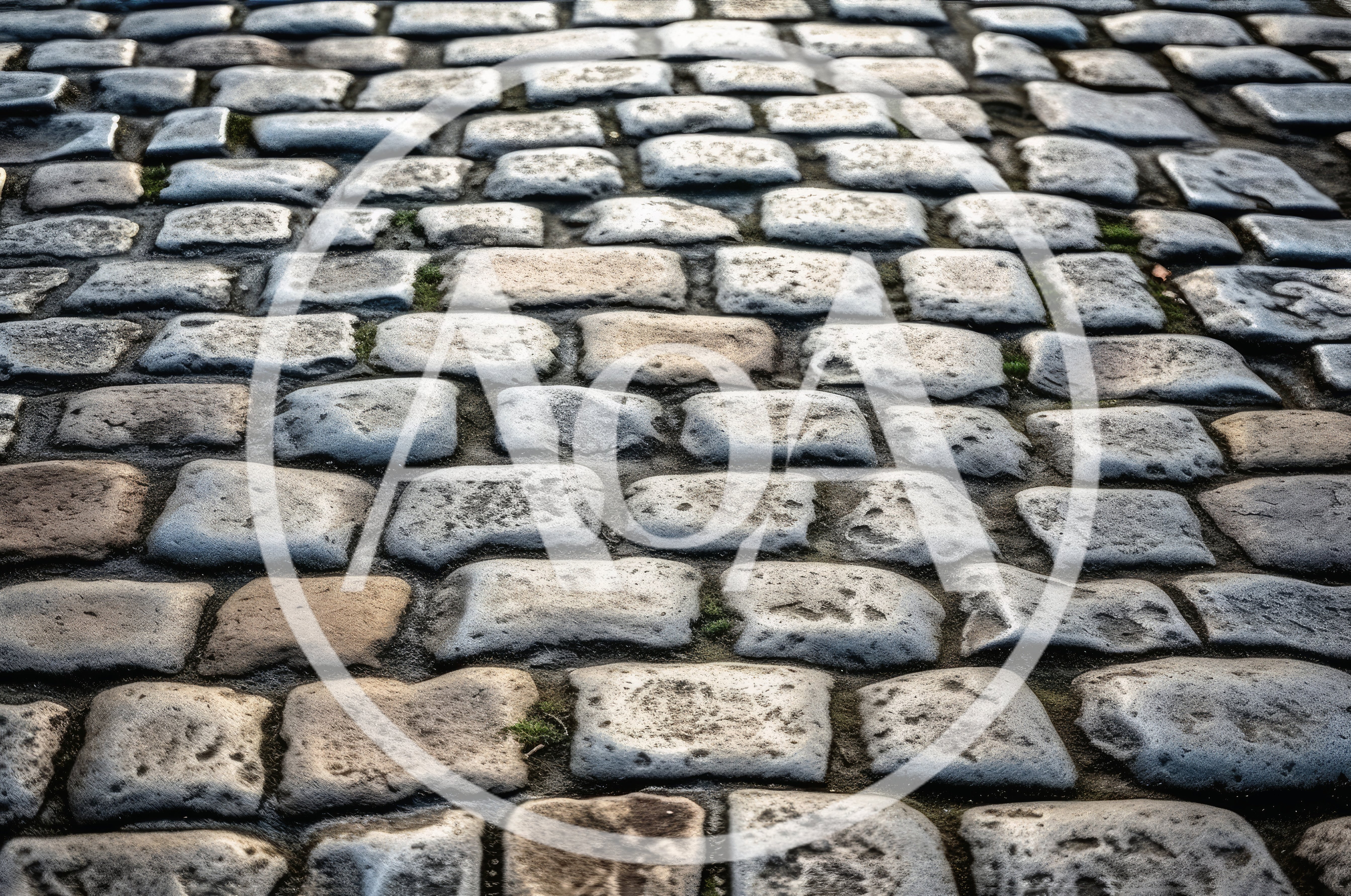 Close Up View Of Traditional Cobblestone Street Pavement