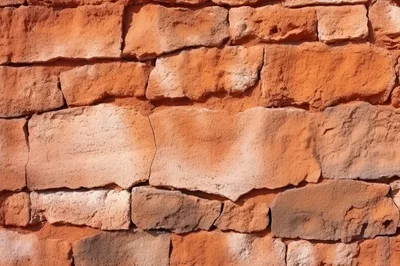 Textured Red Sandstone Wall With Irregular Stone Blocks