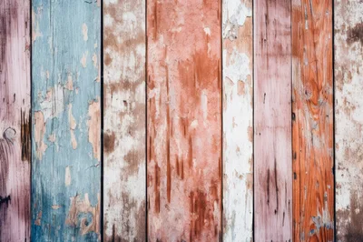 Weathered Multi Colored Painted Wooden Planks Background