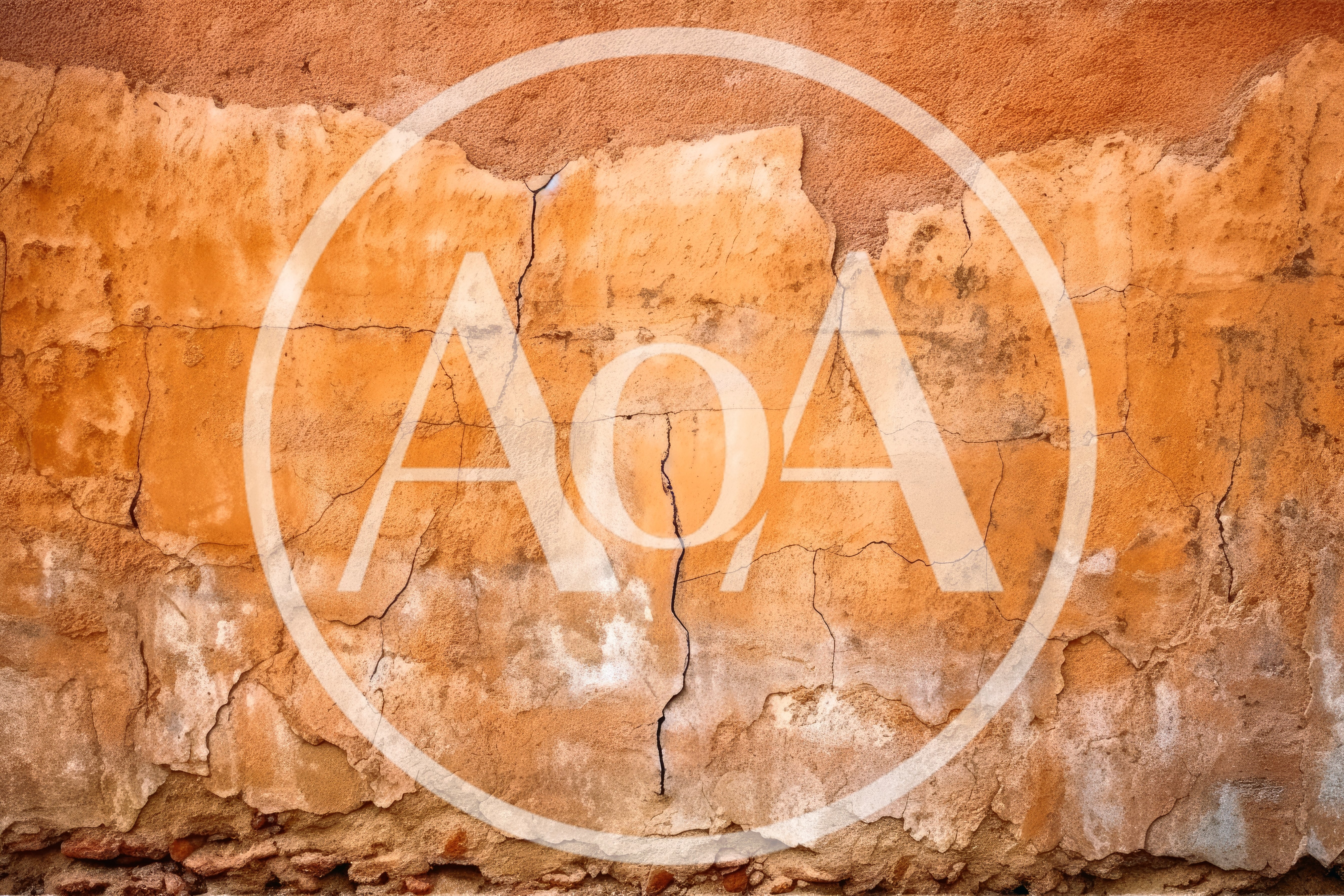 Weathered Orange Adobe Wall With Cracks And Texture