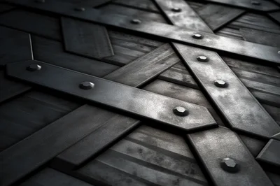 Close Up Of Industrial Metal Plating With Rivets