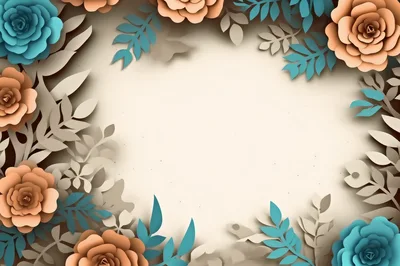 Paper Cutout Floral Frame With Pastel Flowers