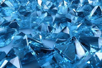 Abstract Background Of Glowing Blue Crystal Fragments