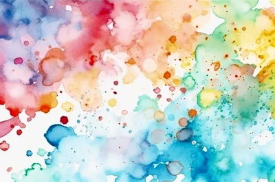Abstract Watercolor Background With Vibrant Colorful Splatters