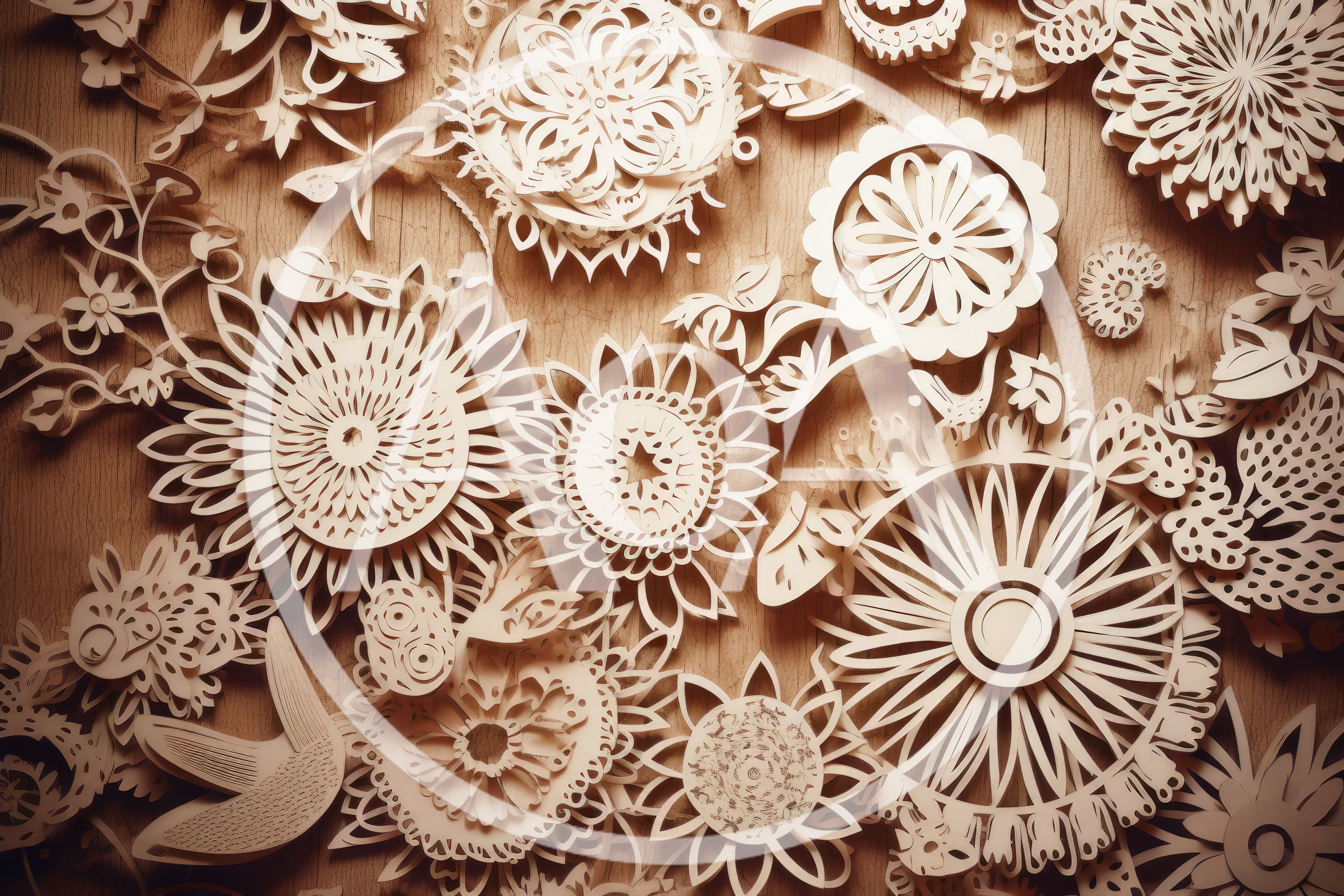 Intricate Laser Cut Paper Floral Art On Wood