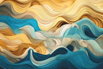 Abstract Layered Paper Cutout Wave Pattern