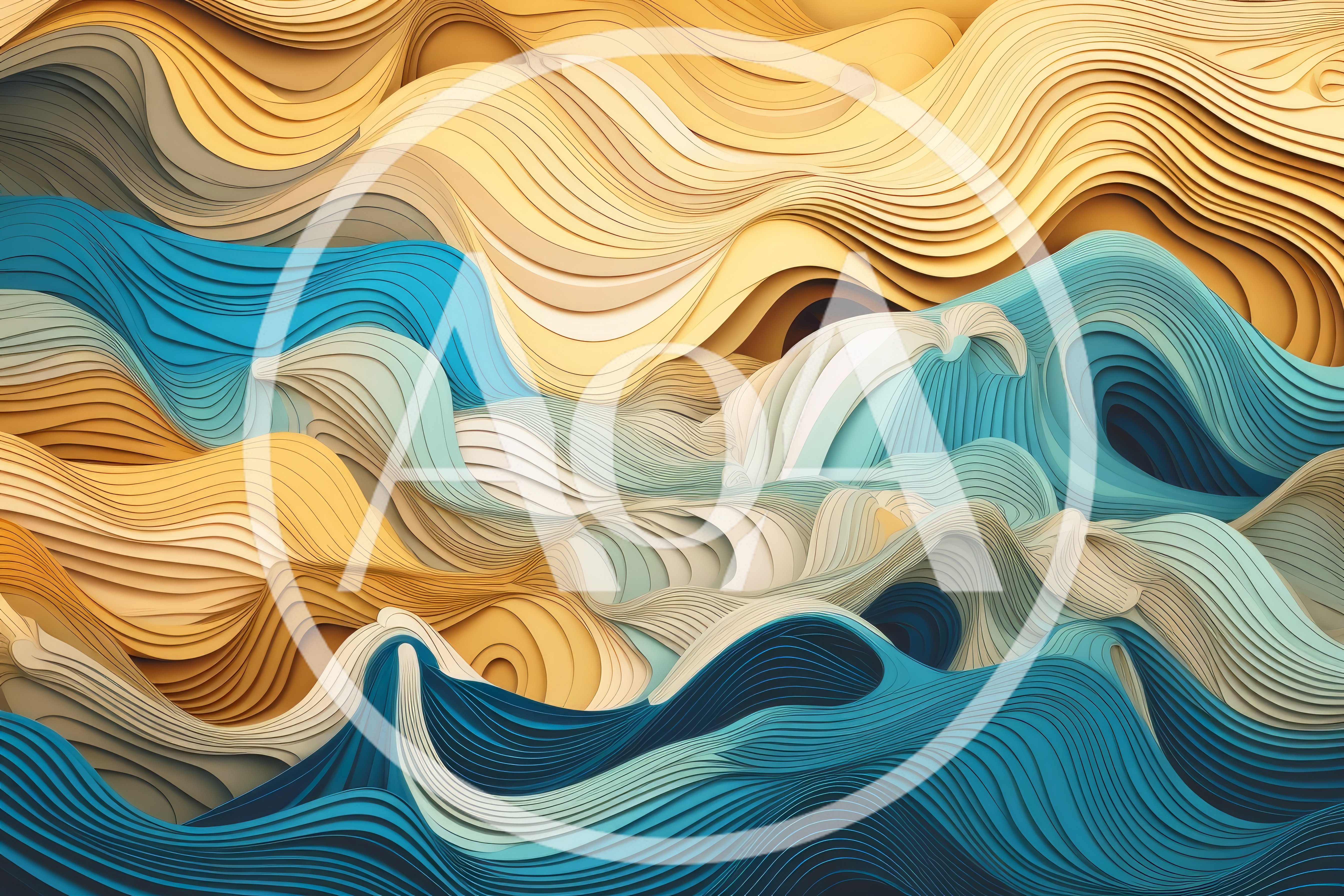 Abstract Layered Paper Cutout Wave Pattern