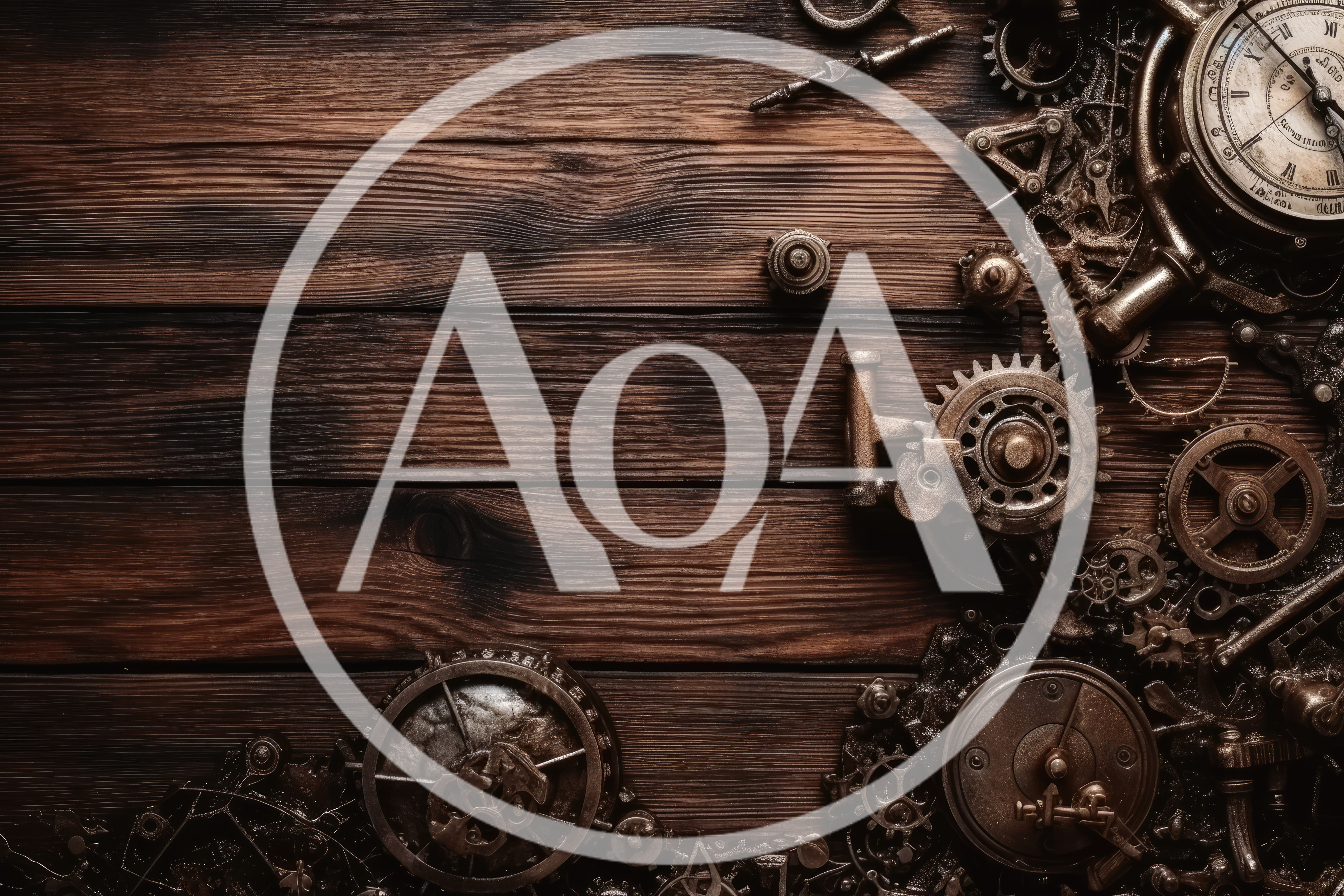 Steampunk Mechanical Gears And Clockwork Parts On Wood