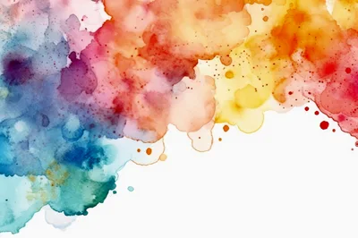 Abstract Watercolor Background With Vibrant Rainbow Paint Splatters