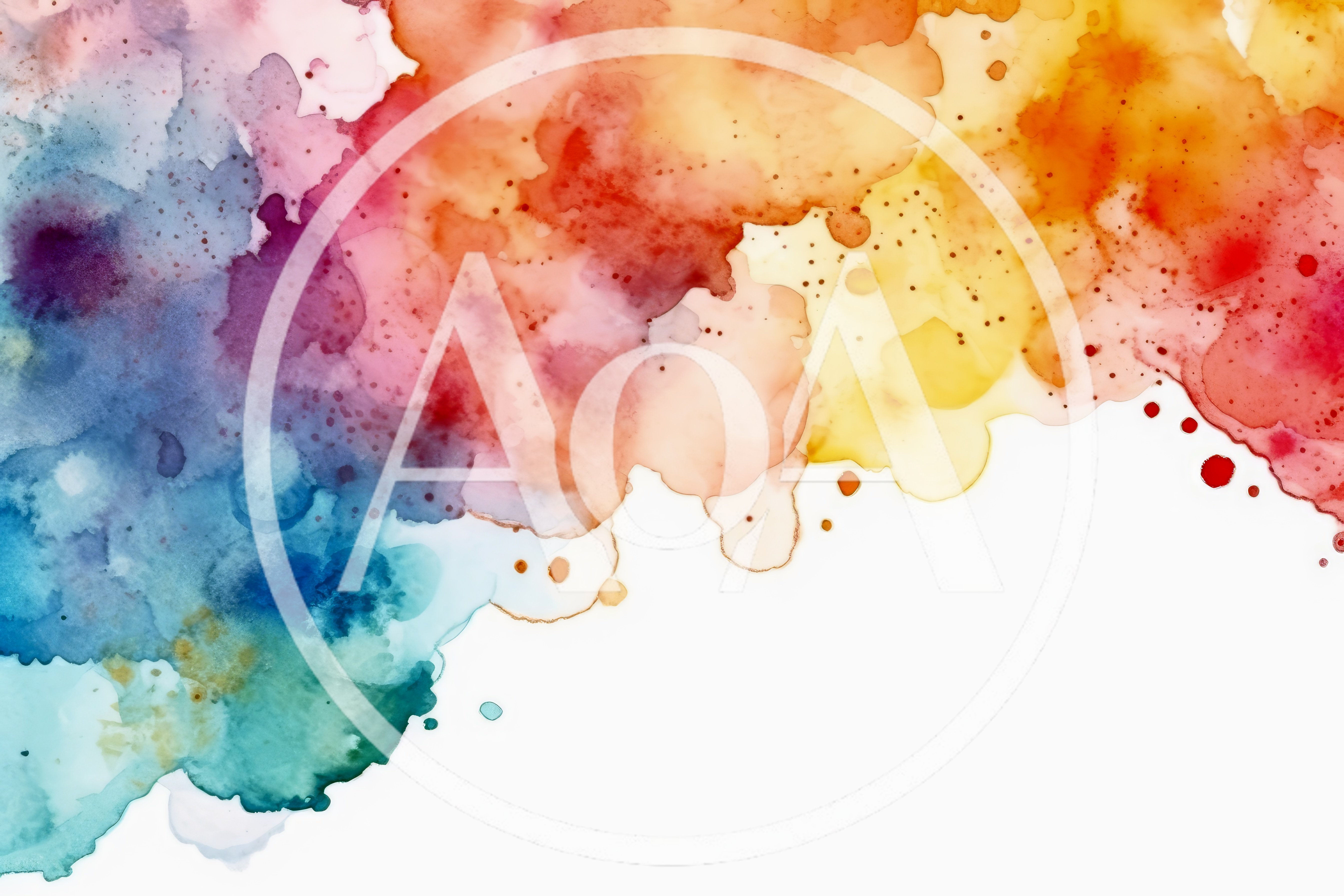 Abstract Watercolor Background With Vibrant Rainbow Paint Splatters