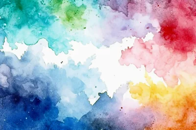 Abstract Watercolor Background With Vibrant Rainbow Splashes