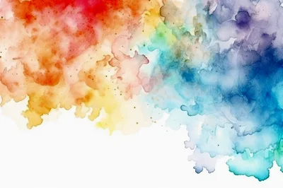 Abstract Watercolor Background With Vibrant Rainbow Color Wash