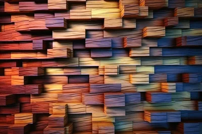 Abstract 3D Wooden Block Wall Texture