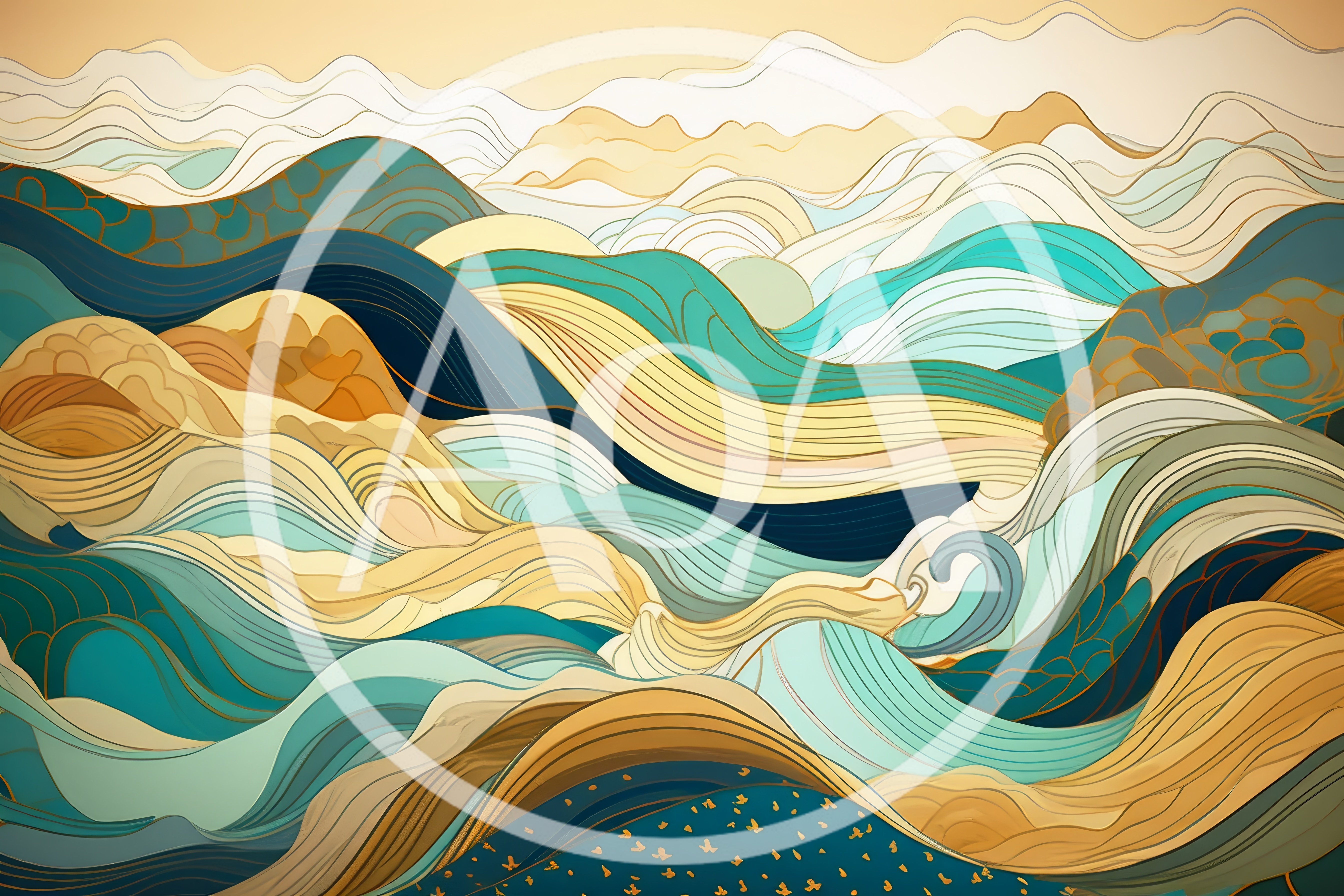 Abstract Landscape With Flowing Waves And Mountain Patterns