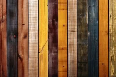 Vertical Wooden Planks With Diverse Stained Textures