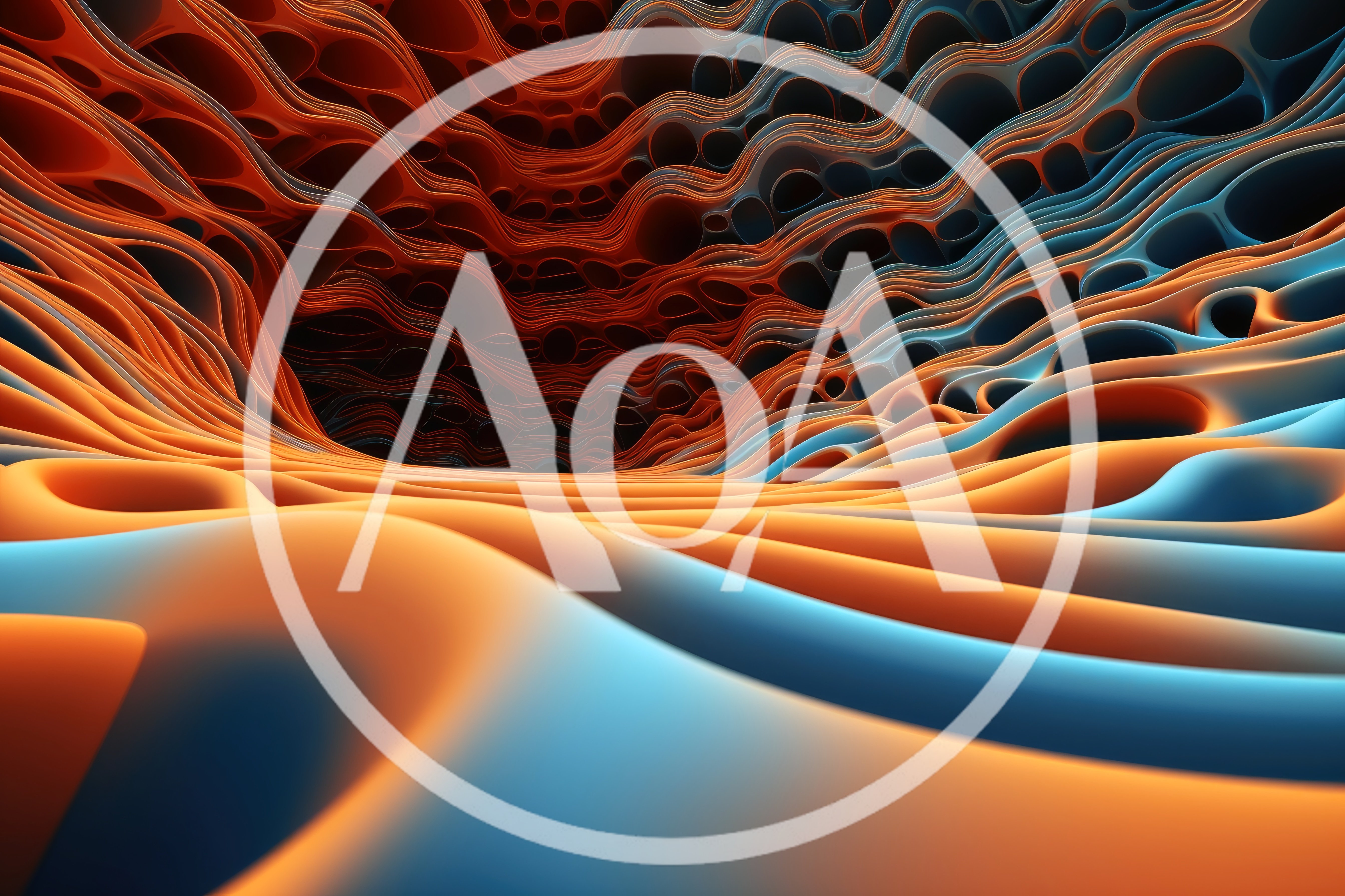 Abstract 3D Wavy Orange And Blue Geometric Landscape
