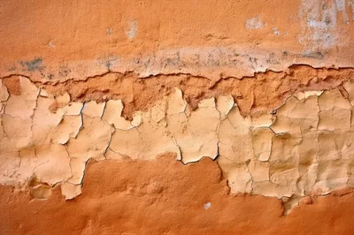 Weathered Orange Wall With Peeling Paint Texture