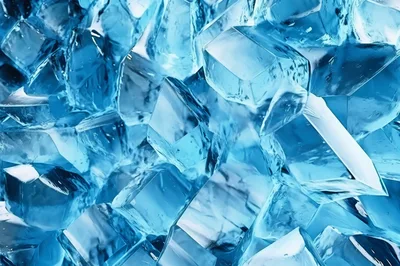 Close Up Of Translucent Blue Ice Cubes