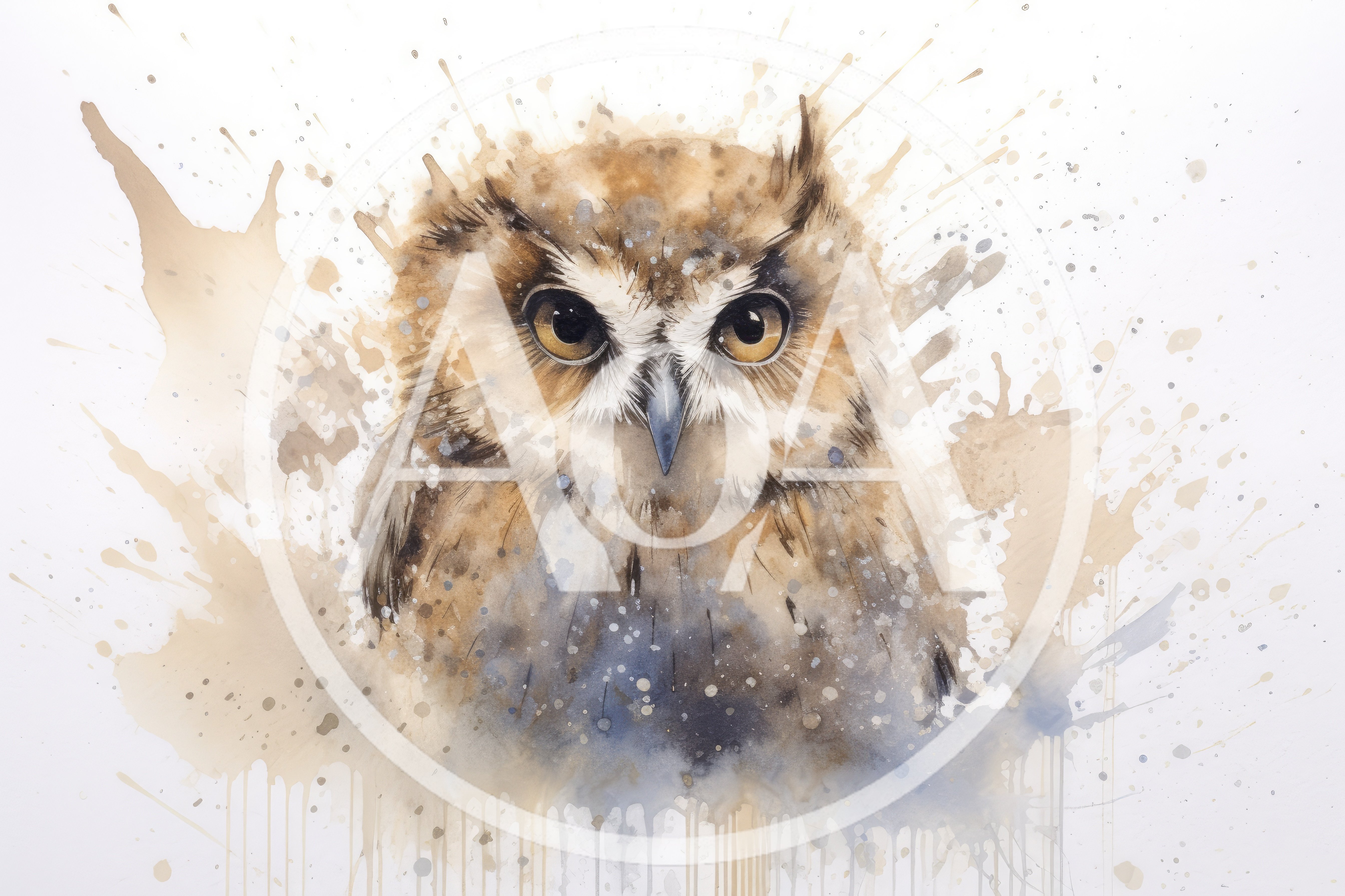 Watercolor Painting Of A Detailed Owl Portrait