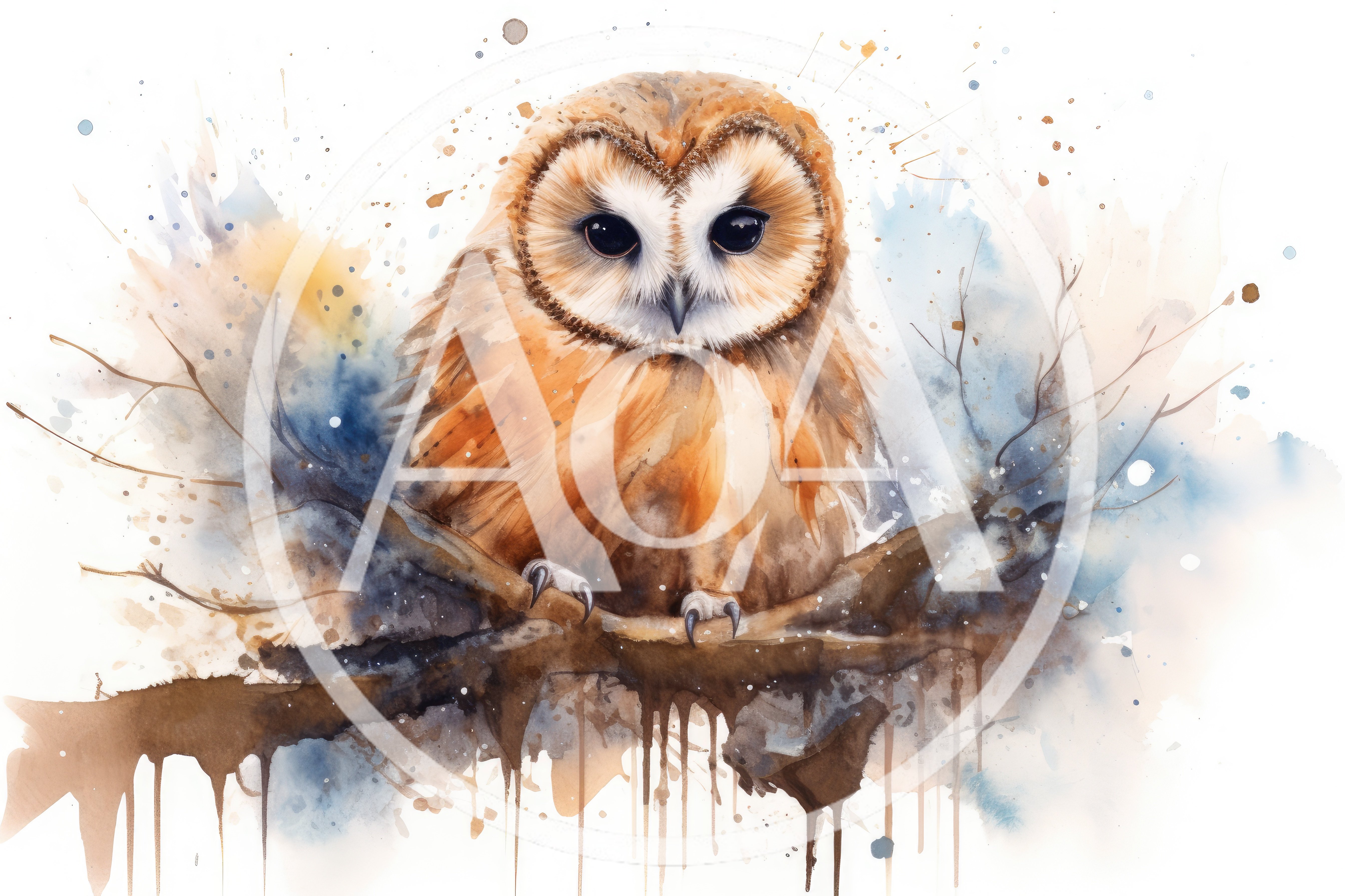 Watercolor Illustration Of A Cute Brown Owl