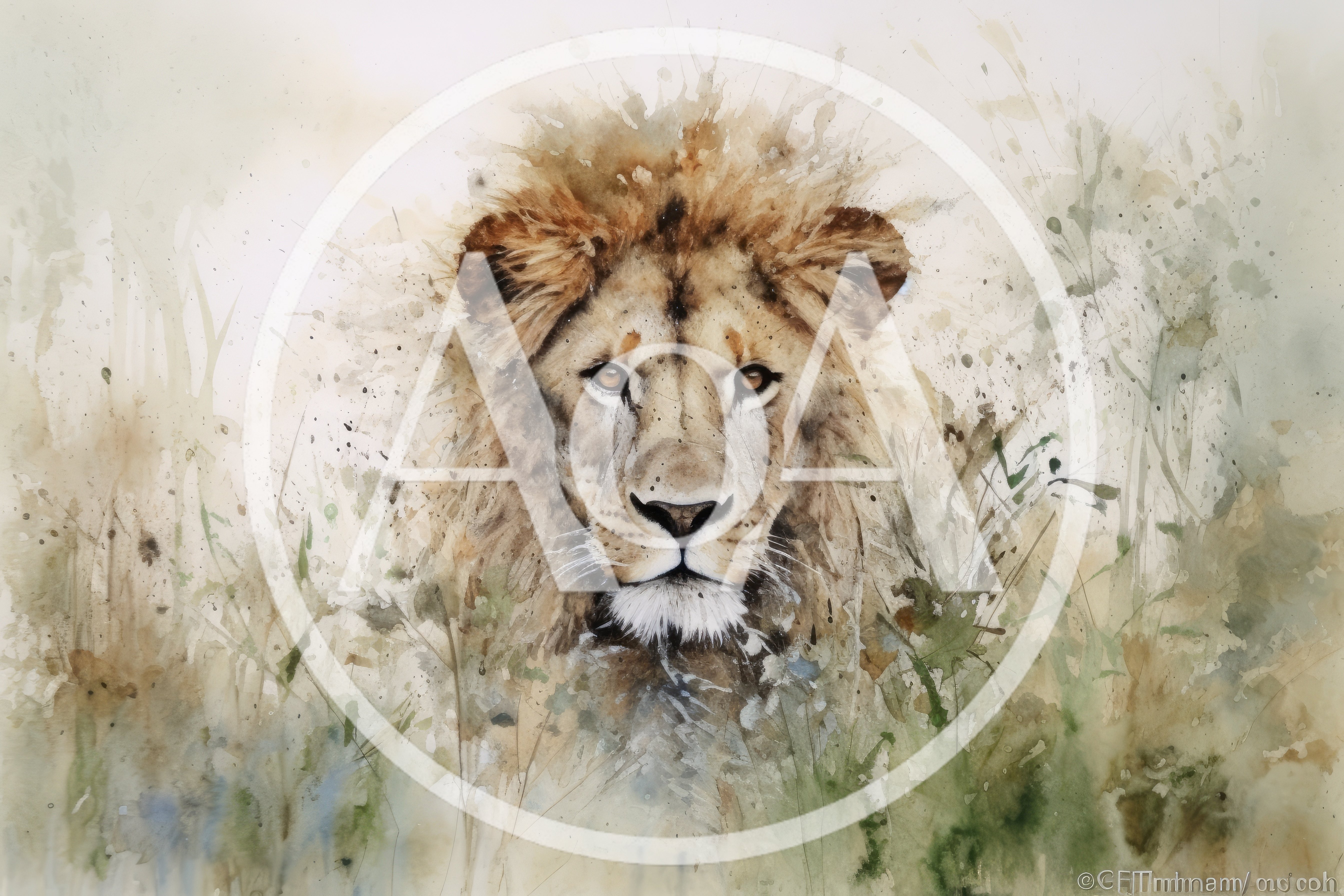 Watercolor Portrait Of A Majestic Male Lion