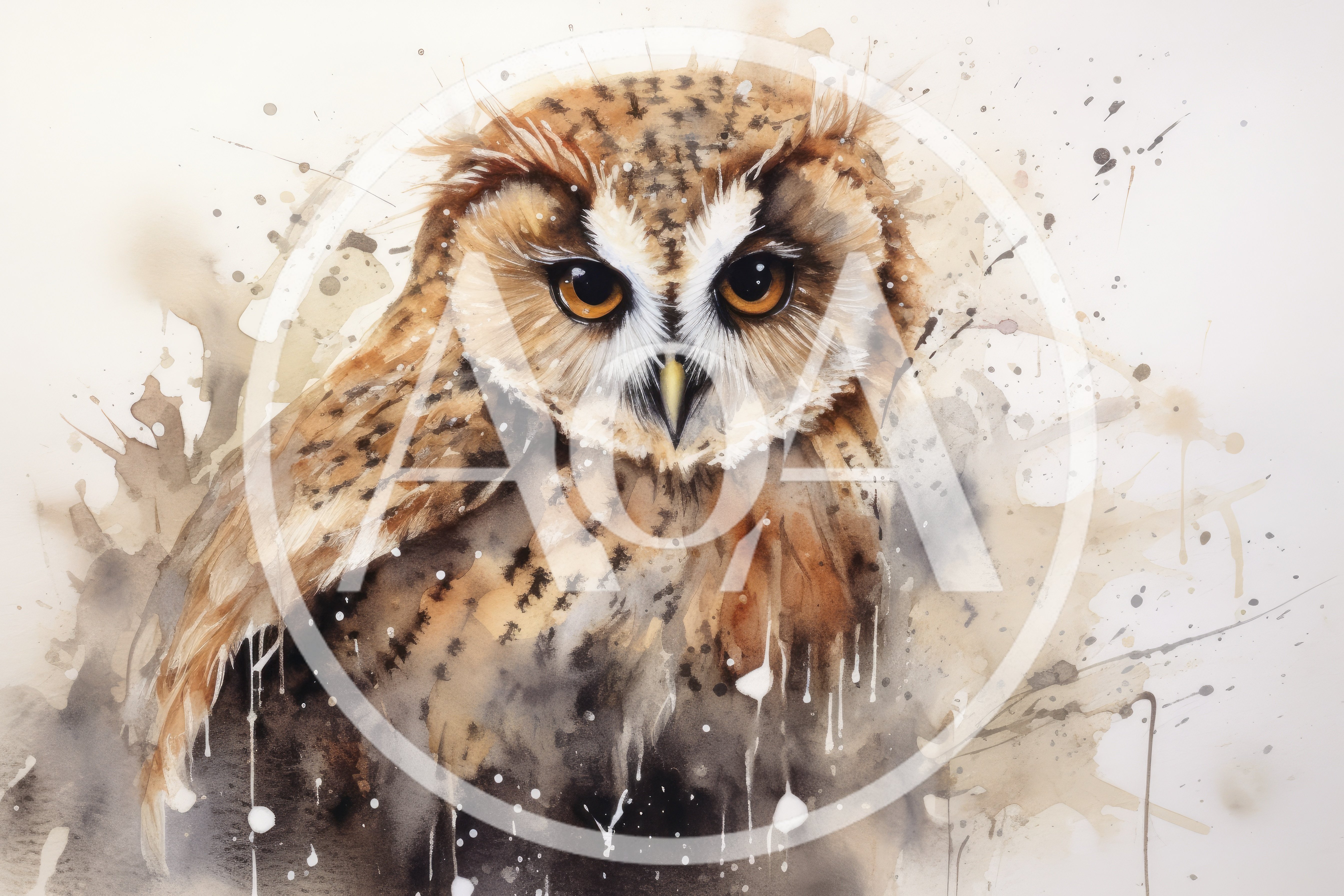 Watercolor Painting Of A Detailed Brown Owl